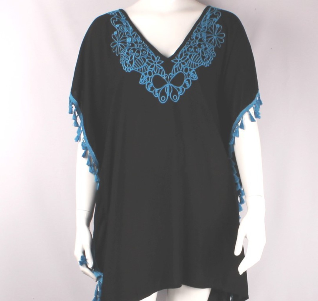 Alice&Lily turquoise colored embroidered and black caftan Style: SC/4521BT image 0